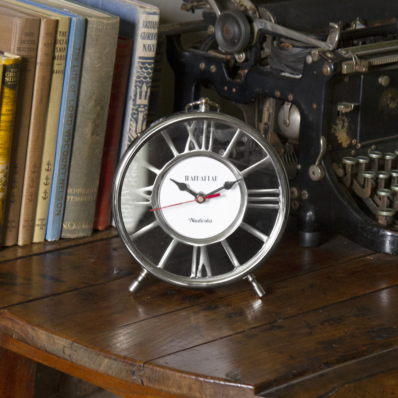 Nauticalia Analog Metal Quartz Tabletop Clock in Silver Wayfair.co.uk